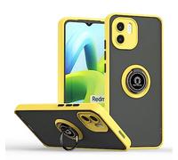 SEAHAI Funda para Xiaomi Redmi A1 / Xiaomi Redmi A2 Estuche, Translúcida Escarchado Duro PC Carcasa Antigolpes TPU Bumper Silicona Cubierta con 360° Anillo Soporte de Metal, Amarillo