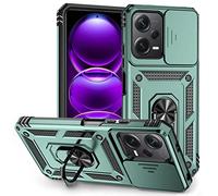 SEAHAI Funda para Xiaomi Redmi Note 12 Pro 5G, Estuche con 360 Grados Anillo Soporte y Cámara Deslizante Proteger [Grado Militar Anti-Caída] Silicona PC + TPU Bumper Antigolpes Carcasa - Verde