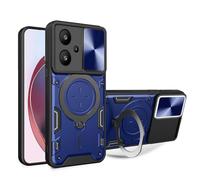 SEAHAI Funda para Xiaomi Redmi Note 13 Pro+ 5G/Plus 5G, [Rugged Armour] Antigolpes Carcasa con Metálico Anillo Magnético Soporte y Cámara Deslizante Proteger, Anti-Caída Silicona Case - Azul