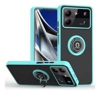 SEAHAI Funda para ZTE Blade A34 / ZTE Blade A54 Estuche, Translúcida Escarchado Duro PC Carcasa Antigolpes TPU Bumper Silicona Cubierta con 360° Anillo Soporte de Metal, Cielo Azul