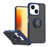 SEAHAI Funda para ZTE Blade A35e Estuche, Translúcida Escarchado Duro PC Carcasa Antigolpes TPU Bumper Silicona Cubierta con 360° Anillo Soporte de Metal, Azul Real