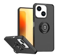 SEAHAI Funda para ZTE Blade A35e Estuche, Translúcida Escarchado Duro PC Carcasa Antigolpes TPU Bumper Silicona Cubierta con 360° Anillo Soporte de Metal, Negro