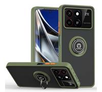 SEAHAI Funda para ZTE Blade A55 / ZTE Blade A35 Estuche, Translúcida Escarchado Duro PC Carcasa Antigolpes TPU Bumper Silicona Cubierta con 360° Anillo Soporte de Metal, Ejercito Verde