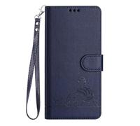 SEAHAI Funda para ZTE Blade A55 / ZTE Blade A35, Patrón Lindo Gato en Relieve Carcasa de Cuero, Billetera Cubierta con Suporte/Ranura para Tarjeta/Cierre Magnético/Bloqueo RFID, Azul