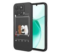 SEAHAI Funda para ZTE Blade A55 / ZTE Blade A35, Ultradelgado Suave Carcasa de Silicona Líquida, Moda TPU Bumper Antigolpes Cubierta con Patrón de Animales de Lindas Flores - Negro S05