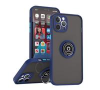 SEAHAI Funda para ZTE Blade A56 Estuche, Translúcida Escarchado Duro PC Carcasa Antigolpes TPU Bumper Silicona Cubierta con 360° Anillo Soporte de Metal, Azul Real