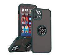 SEAHAI Funda para ZTE Blade A56 Estuche, Translúcida Escarchado Duro PC Carcasa Antigolpes TPU Bumper Silicona Cubierta con 360° Anillo Soporte de Metal, Verde Oscuro