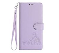 SEAHAI Funda para ZTE Blade A76 4G, Patrón Lindo Gato en Relieve Carcasa de Cuero, Billetera Cubierta con Suporte/Ranura para Tarjeta/Cierre Magnético/Bloqueo RFID, Púrpura