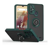 SEAHAI Funda para ZTE Blade V40 Vita Estuche, Translúcida Escarchado Duro PC Carcasa Antigolpes TPU Bumper Silicona Cubierta con 360° Anillo Soporte de Metal, Verde Oscuro
