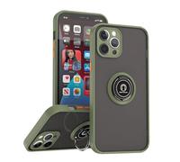 SEAHAI Funda para ZTE Blade V70 MAX Estuche, Translúcida Escarchado Duro PC Carcasa Antigolpes TPU Bumper Silicona Cubierta con 360° Anillo Soporte de Metal, Ejercito Verde