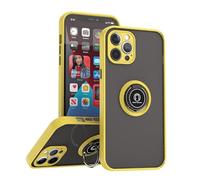 SEAHAI Funda para ZTE Blade V70 MAX Estuche, Translúcida Escarchado Duro PC Carcasa Antigolpes TPU Bumper Silicona Cubierta con 360° Anillo Soporte de Metal, Amarillo