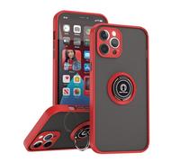 SEAHAI Funda para ZTE Blade V70 MAX Estuche, Translúcida Escarchado Duro PC Carcasa Antigolpes TPU Bumper Silicona Cubierta con 360° Anillo Soporte de Metal, Rojo