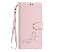SEAHAI Funda para ZTE Blade V70 MAX, Patrón Lindo Gato en Relieve Carcasa de Cuero, Billetera Cubierta con Suporte/Ranura para Tarjeta/Cierre Magnético/Bloqueo RFID, Oro Rosa