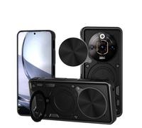 SEAHAI Funda para ZTE Nubia Focus Pro 5G, [Rugged Armour] Antigolpes Carcasa con Metálico Anillo Magnético Soporte y Cámara Deslizante Proteger, Anti-Caída Silicona Case - Negro