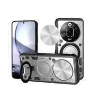 SEAHAI Funda para ZTE Nubia Focus Pro 5G, [Rugged Armour] Antigolpes Carcasa con Metálico Anillo Magnético Soporte y Cámara Deslizante Proteger, Anti-Caída Silicona Case - Plateado