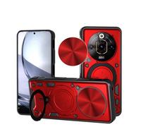 SEAHAI Funda para ZTE Nubia Focus Pro 5G, [Rugged Armour] Antigolpes Carcasa con Metálico Anillo Magnético Soporte y Cámara Deslizante Proteger, Anti-Caída Silicona Case - Rojo