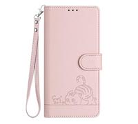SEAHAI Funda para ZTE Nubia Focus/ZTE Blade A75 5G, Patrón Lindo Gato en Relieve Carcasa de Cuero, Billetera Cubierta con Suporte/Ranura para Tarjeta/Cierre Magnético/Bloqueo RFID, Oro Rosa