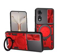 SEAHAI Funda para ZTE Nubia Neo 2 5G, [Rugged Armour] Antigolpes Carcasa con Metálico Anillo Magnético Soporte y Cámara Deslizante Proteger, Anti-Caída Silicona Case - Rojo