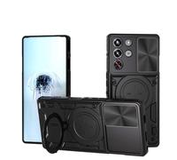 SEAHAI Funda para ZTE Nubia RedMagic 10 Pro, [Rugged Armour] Antigolpes Carcasa con Metálico Anillo Magnético Soporte y Cámara Deslizante Proteger, Anti-Caída Silicona Case - Negro