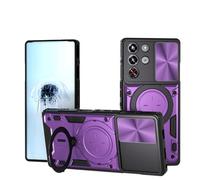 SEAHAI Funda para ZTE Nubia RedMagic 10 Pro, [Rugged Armour] Antigolpes Carcasa con Metálico Anillo Magnético Soporte y Cámara Deslizante Proteger, Anti-Caída Silicona Case - Morado Oscuro