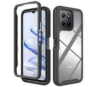 SEAHAI Transparente Funda para Honor X6b, Estuche Antigolpes Ligero Caso PC Carcasa Doble Bumper Silicona TPU y Built-in Marco Anti-caída - Negro