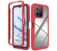 SEAHAI Transparente Funda para Honor X6b, Estuche Antigolpes Ligero Caso PC Carcasa Doble Bumper Silicona TPU y Built-in Marco Anti-caída - Rojo Oscuro
