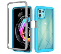 SEAHAI Transparente Funda para Motorola Edge 20 Lite/Edge 20 Fusion, Estuche Motorola Edge 20 Lite Antigolpes Ligero Caso PC Carcasa Doble Silicona TPU y Built-in Marco Anti-caída - Azul Claro