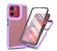 SEAHAI Transparente Funda para Motorola Moto E15/MOTO G05/MOTO G15/G15 Power, [Protector de Pantalla Incorporado] Estuche Antigolpes Militar Caso PC + TPU Silicona Anti-caída Carcasa - Morado Claro