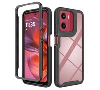 SEAHAI Transparente Funda para Motorola Moto E15/MOTO G05/MOTO G15/MOTO G15 Power, Estuche Antigolpes Ligero Caso PC Carcasa Doble Bumper Silicona TPU y Built-in Marco Anti-caída - Negro