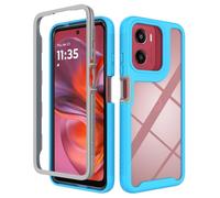SEAHAI Transparente Funda para Motorola Moto E15/MOTO G05/MOTO G15/MOTO G15 Power, Estuche Antigolpes Ligero Caso PC Carcasa Doble Bumper Silicona TPU y Built-in Marco Anti-caída - Azul Claro