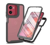 SEAHAI Transparente Funda para Motorola Moto E15/MOTO G05/MOTO G15/MOTO G15 Power, [Protector de Pantalla Incorporado] Estuche Antigolpes Militar Caso PC + TPU Silicona Anti-caída Carcasa - Negro