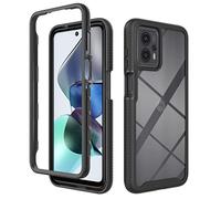 SEAHAI Transparente Funda para Motorola Moto G13 / Moto G23, Estuche Antigolpes Ligero Caso PC Carcasa Doble Bumper Silicona TPU y Built-in Marco Anti-caída - Negro