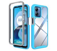 SEAHAI Transparente Funda para Motorola Moto G14, Estuche Antigolpes Ligero Caso PC Carcasa Doble Bumper Silicona TPU y Built-in Marco Anti-caída - Azul Oscuro