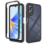 SEAHAI Transparente Funda para OPPO A17 / OPPO A17K, Estuche Antigolpes Ligero Caso PC Carcasa Doble Bumper Silicona TPU y Built-in Marco Anti-caída - Negro