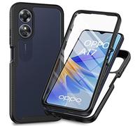 SEAHAI Transparente Funda para OPPO A17 / OPPO A17K, [Protector de Pantalla Incorporado] Estuche Antigolpes Militar Caso PC + TPU Bumper Silicona Anti-caída Carcasa - Negro