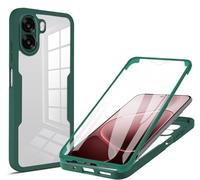 SEAHAI Transparente Funda para OPPO A6X 5G/4G/ OPPO A6K, con Protector de Pantalla Incorporado, Antigolpes Militar PC + TPU Bumper Silicona Anti-caída Carcasa Cubierta - Verde
