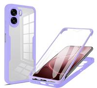 SEAHAI Transparente Funda para OPPO A6X 5G/4G/ OPPO A6K, con Protector de Pantalla Incorporado, Antigolpes Militar PC + TPU Bumper Silicona Anti-caída Carcasa Cubierta - Morado