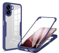 SEAHAI Transparente Funda para OPPO A6X 5G/4G/ OPPO A6K, con Protector de Pantalla Incorporado, Antigolpes Militar PC + TPU Bumper Silicona Anti-caída Carcasa Cubierta - Azul