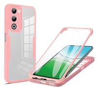 SEAHAI Transparente Funda para Realme C75 4G / Realme 14X 5G, con Protector de Pantalla Incorporado, Antigolpes Militar PC + TPU Bumper Silicona Anti-caída Carcasa Cubierta - Rosa