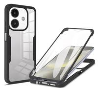 SEAHAI Transparente Funda para Realme Note 70T, con Protector de Pantalla Incorporado, Antigolpes Militar PC + TPU Bumper Silicona Anti-caída Carcasa Cubierta - Negro