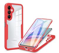SEAHAI Transparente Funda para Samsung Galaxy A05S, con Protector de Pantalla Incorporado, Antigolpes Militar PC + TPU Bumper Silicona Anti-caída Carcasa Cubierta. Rojo