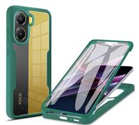 SEAHAI Transparente Funda para Xiaomi Poco X7 Pro 5G, con Protector de Pantalla Incorporado, Antigolpes Militar PC + TPU Bumper Silicona Anti-caída Carcasa Cubierta. Verde