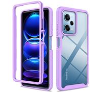 SEAHAI Transparente Funda para Xiaomi Redmi Note 12 Pro 5G, Estuche Antigolpes Ligero Caso PC Carcasa Doble Bumper Silicona TPU y Built-in Marco Anti-caída - Morado Claro