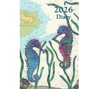 Seahorses at Drakes Island Plymouth Devon A6 2026 pocket diary daily planner journal - coastal nautical designs sewn onto old sea charts maps | Week to view