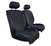 SEAKOMOTO Fundas de asiento de toalla de sudor para coches, SUV, camiones, protectores de asiento extraíbles de ajuste universal, juego frontal de microfibra, color negro, 2 unidades