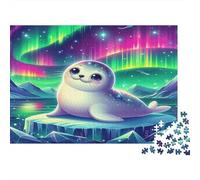 Seal Jigsaw Puzzles for Adults Seal Under Aurora Educational Games for The Whole Family Women 38x26cm/1000pcs