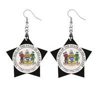 Seal_of_Delaware.svg - Pendientes colgantes de madera para mujer, diseño de gota, Love, Madera, Sin piedra preciosa