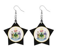 Seal of Maine - Pendientes colgantes de madera para mujer, diseño de gota, Love, Madera, Sin piedra preciosa