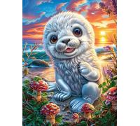 Seal on A Playa Tropical al Atardecer Rompecabezas 500 Piezas Cartón para Mayores Vida Silvestre y Mascotas Terapia Ocupacional Regalo Corporativo Garantía Satisfacción Regalo Reyes Magos 500 PCS