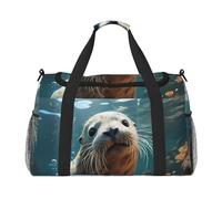 Seal Pup In Water - Bolsa de viaje de mano, diseño moderno, gran capacidad de almacenamiento, adecuada para viajes de negocios y viajes cortos, color negro, talla única